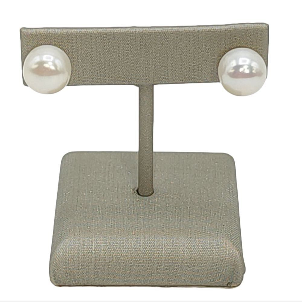 925 Sterling Silver 10mm Button White Cultured Freshwater Pearl Stud Earrings‎